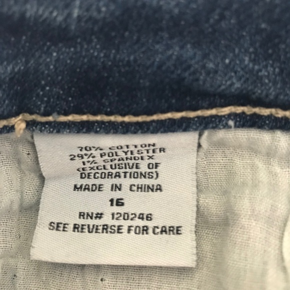 Wallflower Rhinestone Embellished Distress 5-Pocket Denim Jean Skirt Plus Sz 16 - Picture 7 of 7